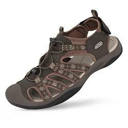 GRITION Herren Trekkingsandalen Geschlossene Zehe, Wasserdichte Wandersandalen für Athletic&Outdoor Leichte Sommer-Strand-Sandale,Frabe:Braun,Size 40 von GRITION