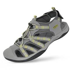 GRITION Herren Trekkingsandalen Geschlossene Zehe, Wasserdichte Wandersandalen für Athletic&Outdoor Leichte Sommer-Strand-Sandale,Frabe:Grau,Size 41 von GRITION