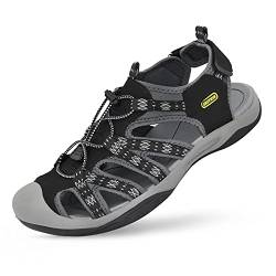 GRITION Herren Trekkingsandalen Geschlossene Zehe, Wasserdichte Wandersandalen für Athletic&Outdoor Leichte Sommer-Strand-Sandale,Frabe:schwarz,Size 41 von GRITION