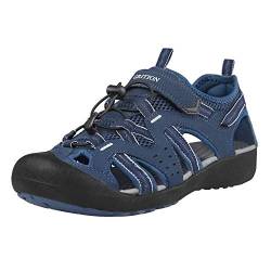 GRITION Herren Wandern Sandalen Outdoor Geschlossene Trekkingsandalen Klettverschluss Verstellbaren Männer Sommer Sandale Sportsandalen Wandersandalen Wasserfest Schuhe Navy Blau MEHRWEG (42 EU) von GRITION