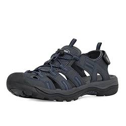 GRITION Herren Wandern Sandalen Outdoor Trekkingsandalen Verstellbaren Geschlossene Zehe Männer Sommer Sport Wanderschuhe Wasserfest Sandale Klettverschluss Lose Beach MEHRWEG (43 EU, Blau) von GRITION