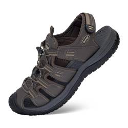 GRITION Herren Wandersandalen Geschlossene Zehe, Wandern Wasser Sandalen Wasserdicht Leichtgewicht, Outdoor-Athletik TrekkingSandalen, Fischer Anti-Rutsch-Sport Strand Sommer 43eu braun. von GRITION