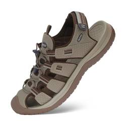 GRITION Herren Wandersandalen Geschlossene Zehe, Wandern Wasser Sandalen Wasserdicht Leichtgewicht, Outdoor-Athletik TrekkingSandalen, Fischer Anti-Rutsch-Sport Strand Sommer 45eu beige. von GRITION