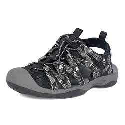 GRITION Trekking-Sandalen für Herren, Wanderschuhe für Fischer, verstellbare, leichte, geschlossene Sportsandalen, für Strand, Wandern, Outdoor, Wasser, Sport, Black 46 von GRITION