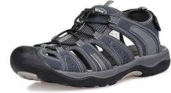 GRITION Trekkingsandalen Herren Geschlossene Zehe Herren Wandern Sandalen Mesh & PU Oberen Verstellbaren Fersenriemen für Sport und Outdoor Wanderschuhe für Sommer Strand MEHRWE (45 EU / 29.2cm, Blau) von GRITION