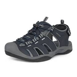 GRITION Trekkingsandalen Outdoor Herren Leicht, Outdoor Wandersandalen Atmungsaktive, Geschlossene Toe Sandalen Herren, Waschbares Obermaterial， MEHRWEG Navy Blau 45EU von GRITION