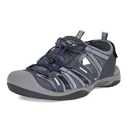 GRITION Wandersandalen für Herren mit geschlossener Zehenpartie, Fischer-Sommer-Walking-Sandale, leicht, verstellbar, für Strand, Trekking, Outdoor, Wasser, Sport, Grey 44 von GRITION