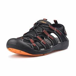 GRITION männer Outdoor - Sandalen größe Sport wandern Sandalen schnell trocken. Toecap Sommer Schuhe orange/schwarz. (41 EU, Orange) von GRITION