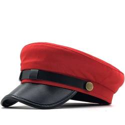 Chauffeur Hut für Männer Frauen Klassische Vintage Newsboy Cap Kostüm Hüte Barett Cap (Einheitsgröße, Rot) von GRNUS