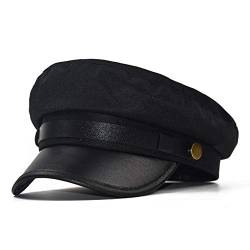 GRNUS Chauffeur Hut für Männer Frauen Klassische Vintage Newsboy Cap Kostüm Hüte Barett Cap, Schwarz, Einheitsgr��e von GRNUS