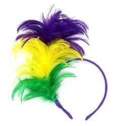 Feder Stirnbänder Mardi Gras Atemberaubende Kopfbedeckungen Für Mädchen Maskerade Haarschmuck Mardi Gras Flapper Stirnband Buntes Stirnband von GRONGU