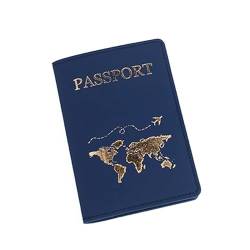 GRONGU Fashion Travel Passport Cover PU Brief Print Gepäck Koffer Adresshalter Gepäck Boarding Label Passschutz für Frauen, dunkelblau, passport bag von GRONGU