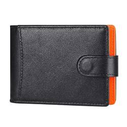 GRONGU Herren Kurze Geldbörse PU mit Kreditkartenfach Ausziehbar Bankkarten Etui Kurze Brieftasche, Schwarz / Orange von GRONGU