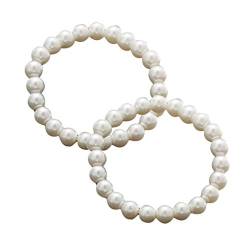 GROOMY Armband, 2Pc 8mm Faux Pearls Elastic Bracelet Klassische runde Perle Perlen Armband Schmuck von GROOMY