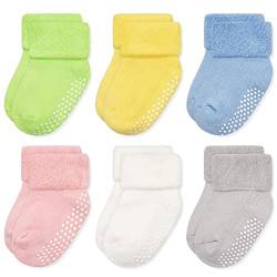 GRPSKCOS Baby Dicke Wintersocken mit Greifern ABS Kleinkind Knöchel Socken für 0-3 Jahre Jungen Mädchen 6 Paare Set (01 Mehrfarbig-6 Paare,1-3 Jahre) von GRPSKCOS