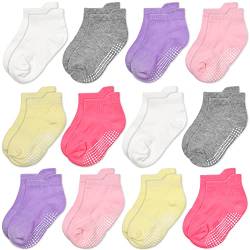 GRPSKCOS Kinder Baby Stopper Socken 12 Paar ABS Rutschfeste Kleinkind Socken für Kinder Jungen Mädchen für 0-7 Jahre Kinder Anti Rutsch Socken (3-5 Jahre, 6 Mädchen -12 Paare) von GRPSKCOS