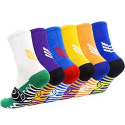 GRPSKCOS Kinder Jungen Sport Socken- 6 Paare Mitte Kalb sportliche Wanderung im Freien laufen Basketball bequeme Socken für Jungen Mädchen 5-14 Jahre(#1 Mehrfarbig-6 Paare,10-14 Jahre) von GRPSKCOS