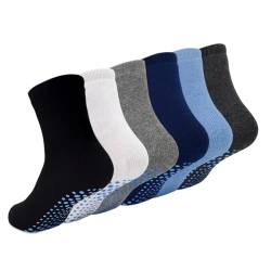 GRPSKCOS Kleinkind dicke Socken, 6 Paar rutschfeste Anti-Rutsch-Crew Wintersocken mit Griffen für Kinder Jungen 1-7 Jahre(01 Jungen - 6 Paar, 3-5 Jahre) von GRPSKCOS