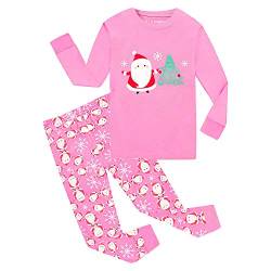 GRPSKCOS Mädchen Weihnachtspyjama Kleinkind Kinder Mädchen Jungen Weihnachtsmann Schlafanzug Winter Nachtwäsche Kinderkleidung Xmas Pjx 2-12 Jahre(01 Rosa, 7 Jahre) von GRPSKCOS