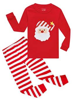 GRPSKCOS Mädchen Weihnachtspyjama Kleinkind Kinder Mädchen Jungen Weihnachtsmann Schlafanzug Winter Nachtwäsche Kinderkleidung Xmas Pjx 2-12 Jahre(02 Rot, 3 Jahre) von GRPSKCOS