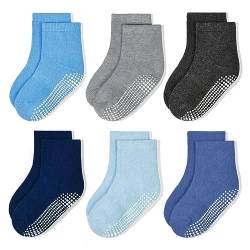 GRPSKCOS Stoppersocken Kinder, 6 Paar ABS Regenbogen Rutschfeste Kleinkind Socken für 1-7 Jahre Mädchen Kinder Anti Rutsch Socken(#3 Sortiert- 6 Paare,1-3 Jahre) von GRPSKCOS