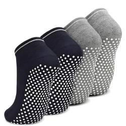 GRPSKCOS Yoga Socken für Damen, Stoppersocken Pilates Barfuß 4 Paare Antirutschsocken Rutschfeste Krankenhaus Zuhause Socken mit Noppen(02 Schwarz*2+Grau*2,35-40) von GRPSKCOS