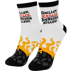 GRUSS & CO Herren Spruch Grillen | Herrenocken mit Motivdruck, Bunte Socken, Größe 41-46 | 48942 Zaubersocken, Mehrfarbig, 7-11 von GRUSS & CO