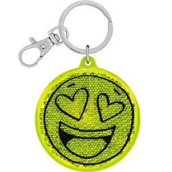 GRUSS & CO Reflektor Motiv Smily | Runder Anhänger mit Schlüsselring und Karabinerverschluss, Schlüsselanhänger auf Headercard, Reflektoranhänger | Kindergeburtstag, Geschenk, Schulstart | 70149 von GRUSS & CO