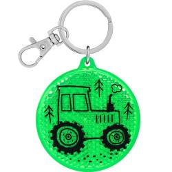 GRUSS & CO Reflektor Motiv Traktor | Runder Anhänger mit Schlüsselring und Karabinerverschluss, Schlüsselanhänger auf Headercard, Reflektoranhänger | Kindergeburtstag, Geschenk, Schulstart | 70144 von GRUSS & CO