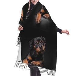 GRatka Schal, Rottweiler, liebevoll, selbstbewusst und treu, Unisex-Schal mit Fransen, groß, warm, weich, Kaschmir-Gefühl, Tücher, 196 x 68 cm von GRatka