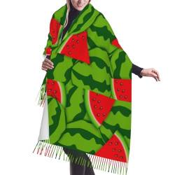 GRatka Schal, Wassermelone, Unisex-Schal mit Fransen, groß, warm, weich, Kaschmir-Gefühl, Tücher, 196 x 68 cm von GRatka