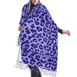 GRatka Schal, lila Fellfell mit Leopardenmuster, Unisex-Schal mit Fransen, großer, warmer, weicher Schal mit Kaschmirgefühl, 196 x 68 cm von GRatka