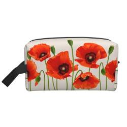 Make-up-Tasche, Motiv: Mohnblumen der Frühlingssaison, pastorale Blumen, Botanik, Reise-Kosmetiktasche, Kulturbeutel, tragbarer Make-up-Taschen-Organizer von GRatka