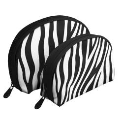 Make-up-Tasche, Reise-Kosmetiktasche, 2-teilig, tragbares Clutch-Beutel-Set, Beutel-Organizer, Zebra-Streifen-Design von GRatka