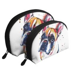 Make-up-Tasche, Reise-Kosmetiktasche, 2-teilig, tragbares Clutch-Beutel-Set, Beutel-Organizer, französische Bulldogge von GRatka