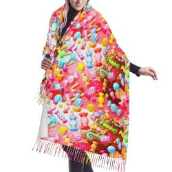 Schal, Candy, Unisex-Schal mit Fransen, groß, warm, weich, Kaschmir-Gefühl, Tücher, 196 x 68 cm von GRatka