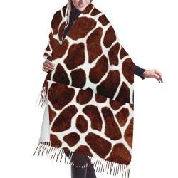 Schal, afrikanisches Giraffen-Muster, Unisex-Schal mit Fransen, großer, warmer, weicher Kaschmir-Schal, Wickeltücher, 196 x 68 cm von GRatka