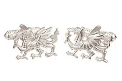 Manschettenknöpfe mit walisischem Drachen-Motiv, erhältlich in Silber- oder Goldfarben, in GS-Geschenkbox Gr. Einheitsgröße, silberfarben von GS CUFFLINKS