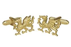 Manschettenknöpfe mit walisischem Drachen – erhältlich in Silber oder Goldfarben, in GS-Manschettenknopf-Geschenkbox, Goldfarben, Einheitsgröße von GS CUFFLINKS