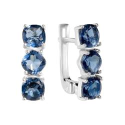 925 Sterling Silber Huggie English Lock Ohrring über blauem Tansanit; Steingewicht [ct]: 2,9 Karat, Gewicht 3,38 gr. und rhodinierte Oberfläche von GS PROJEWELRY