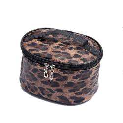 Kosmetiktasche 1 PC Leopard Kosmetiktasche Pu. Leder Frauen Große Kapazität Make up Bag Barrel Shaped Travel Organizer Tasche Beauty Case Make Up Bag (Color : Pattern 1) von GSCLZ