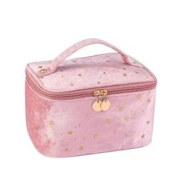 Kosmetiktasche Frauen Kosmetiktasche Reise Hand Wash Bag Samt Kosmetische Aufbewahrungstasche Make Up Bag (Color : Pink) von GSCLZ