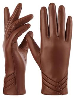 GSG Damen-Handschuhe aus echtem Leder mit Wolle gefüttert Touchscreen-Schaffellhandschuhe mit gefüttertem Winter Braun XL von GSG SINCE 1998