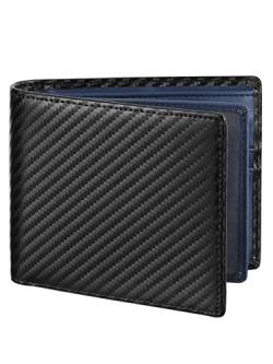 GSG Geldbörse Herren RFID mit Münzfach, 14 Kreditkartenfächer Geldbörsen EchtlederTri-Fold Wallet mit Geschenkbox Schwarz-Marine von GSG SINCE 1998