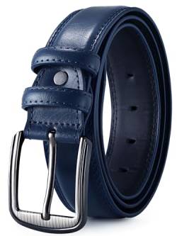 GSG Gürtel für Herren Leder Formelle Ledergürtel Exquisiter Herrengürtel mit Geschenkbox für Anzüge, Jeans, Uniformen mit einer Dornschließe 38-42 inch Navy blau von GSG SINCE 1998