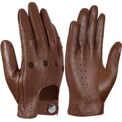 GSG Herren Fahrhandschuhe aus echtem Leder Ungefütterte Touchscreen-Handschuhe aus Schaffell Lederhandschuhe Braun Medium von GSG SINCE 1998