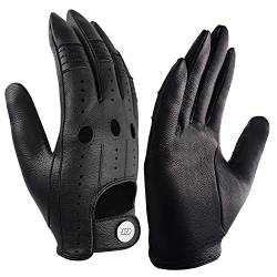 GSG Herren Fahrhandschuhe aus echtem Leder Ungefütterte Touchscreen-Handschuhe aus Schaffell Lederhandschuhe Schwarz Large von GSG SINCE 1998