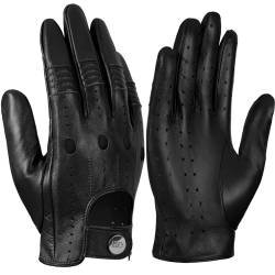 GSG Herren Fahrhandschuhe aus echtem Leder Ungefütterte Touchscreen-Handschuhe aus Schaffell Lederhandschuhe Schwarz Medium von GSG SINCE 1998
