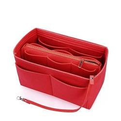 Filzeinsatz Tasche Multifunktionale Make-up-Aufbewahrungstasche mit großer Kapazität, Filzstoff-Innentasche, Reiseeinsatz, tragbare Tasche in Tasche, Kosmetiktasche (Color : Red XL) von GSJNHY