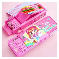 GSJNHY Multifunktionale Bleistiftbox 3D-Bleistiftbox Quicksand Translucent Pen Case Code mit Passwortsperre Schreibwarenbox Zylindrische Multifunktions-Stiftbox for Kinder (Color : D9) von GSJNHY